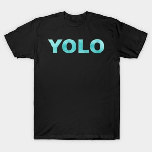 YOLO in Blue-Green T-Shirt